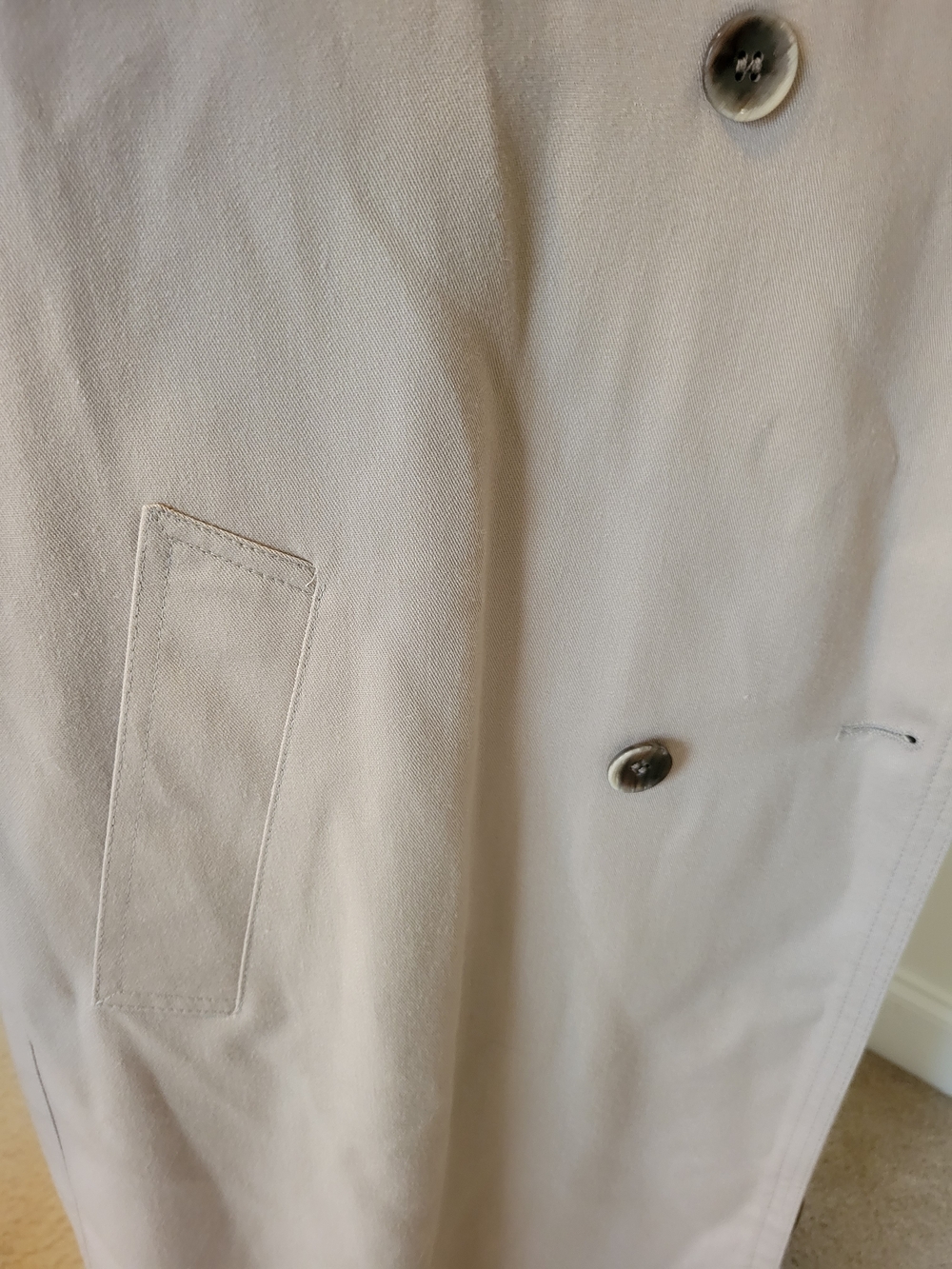 Vtg London Fog Double Breasted Long Trench Coat Tan Beige Light Academia 8 - Picture 6 of 13